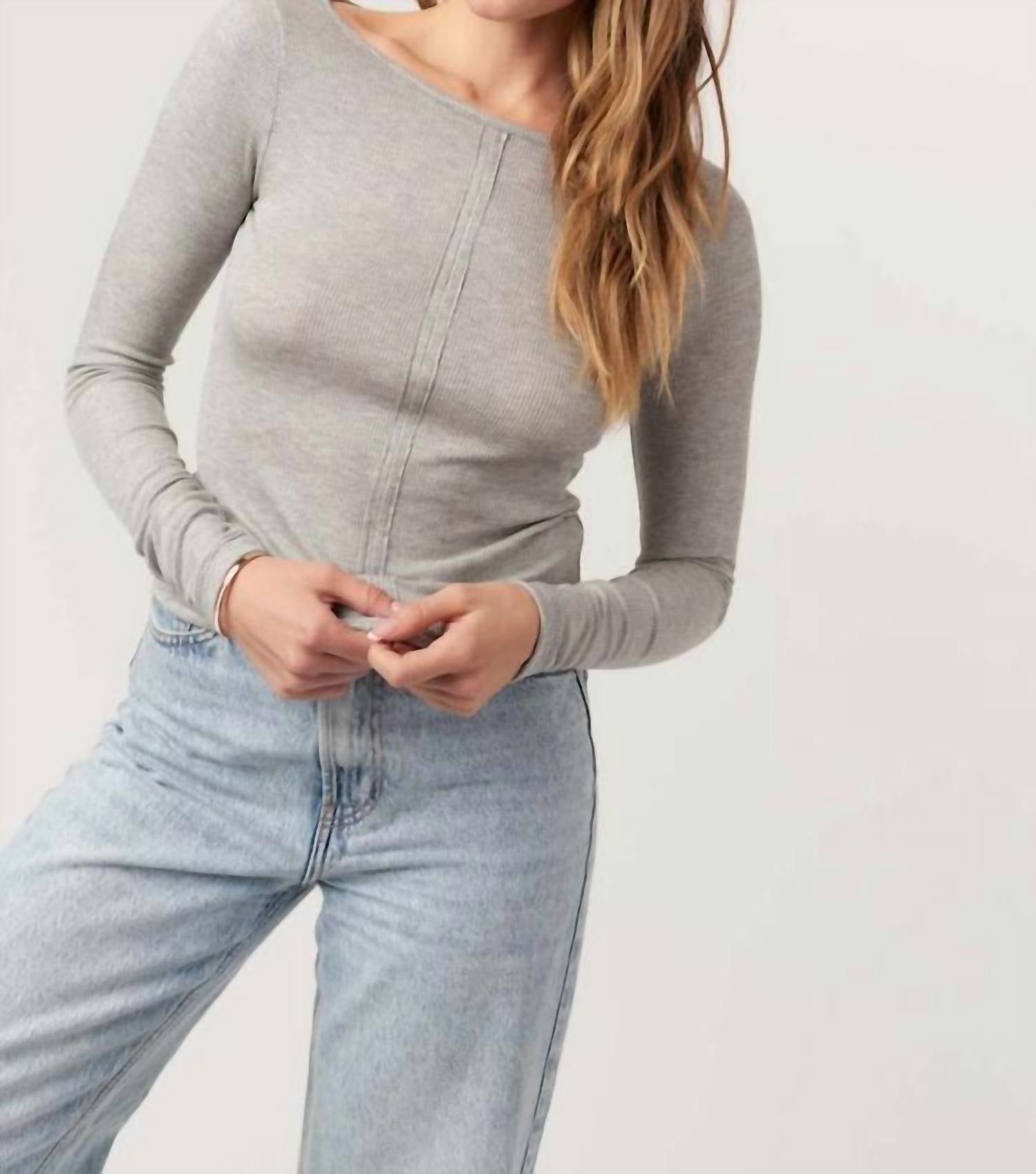 Project Social T - Yoko Seamed Boatneck Rib Longsleeve Top