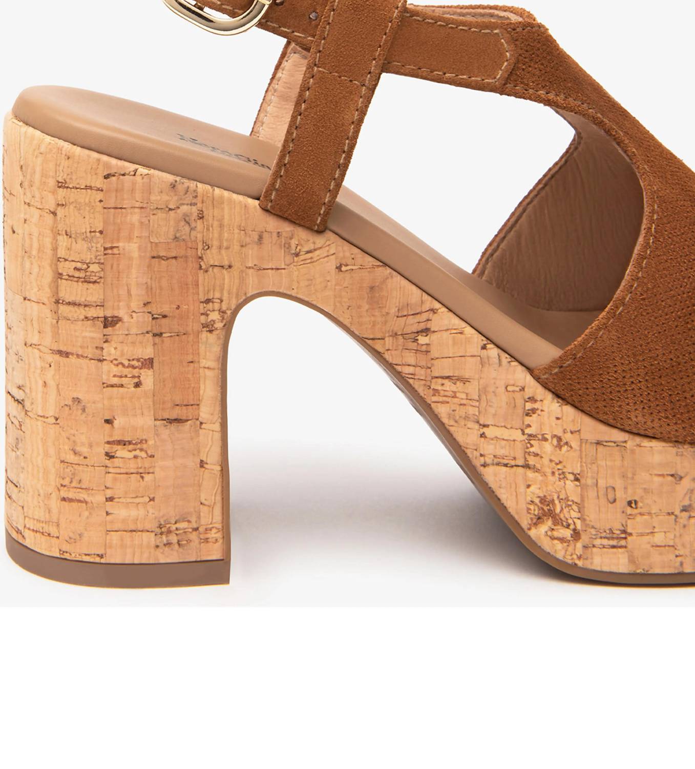 NeroGiardini Women's Velour Cork Heel in tobacco - women's heels - view 4