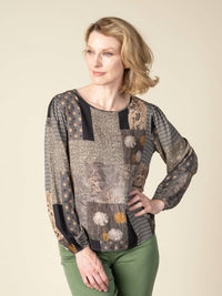Papillon - Patch Print Top With Back Buttons