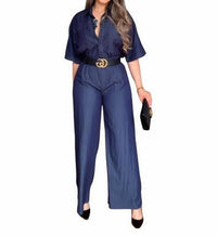 Gracia - Wide-leg Jumpsuit Set With Belted Waist