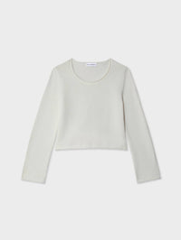 White + Warren - Organic Cotton Roll Trim Crewneck Top