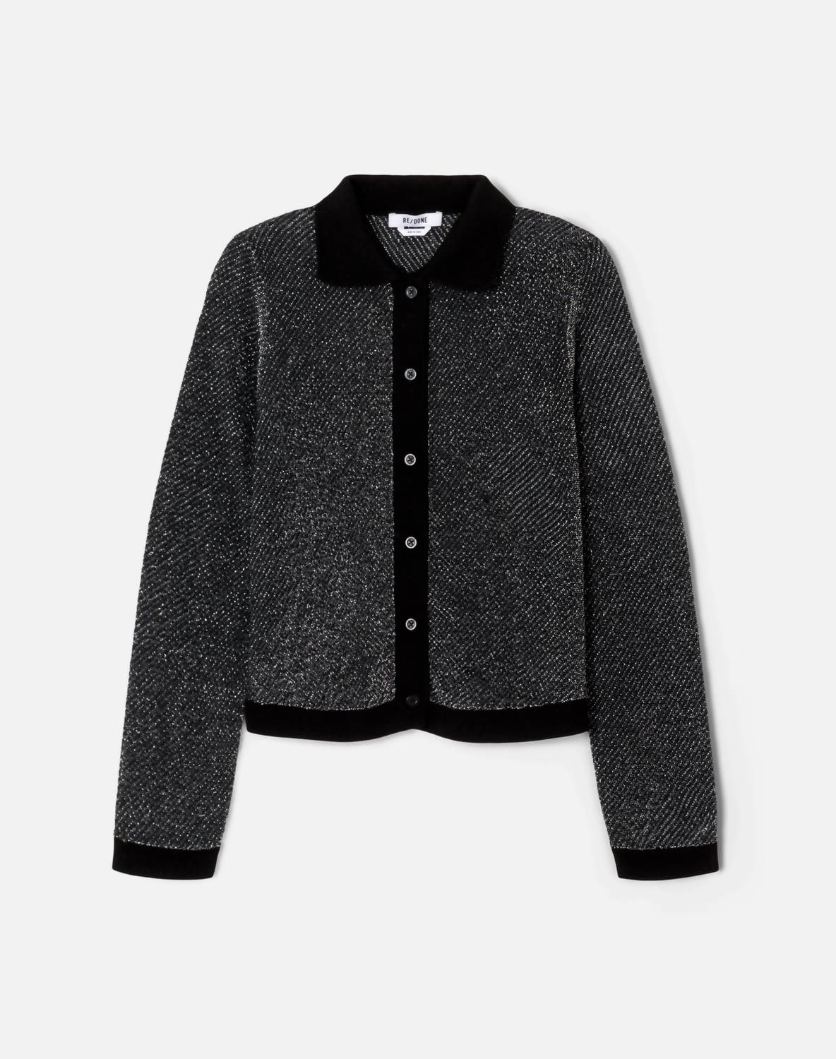Re/Done - Lurex Polo Cardigan