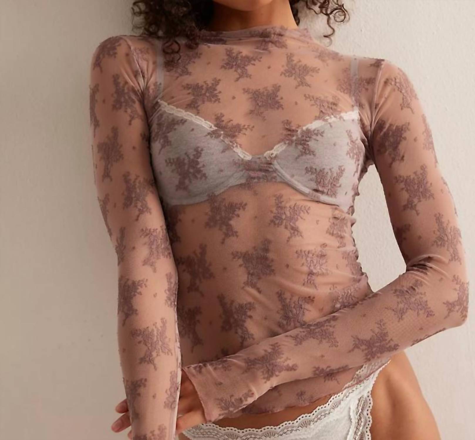 Free People Two Tone Lady Lux Layering Top in fawn combo - women's long sleeve top