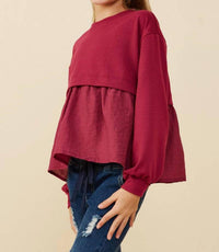 Hayden Girls - Girl's Mix Media French Terry Knit Top