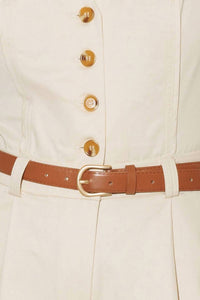FLYING TOMATO Solid Woven Jumpsuit in almond - women's pants - view 5