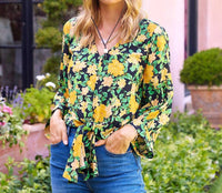 Karen Kane - Blouson Sleeve Tie-Front Top