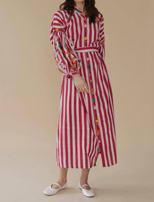 Guadalupe Design - Rambagh Stripe Embroidered Midi Dress
