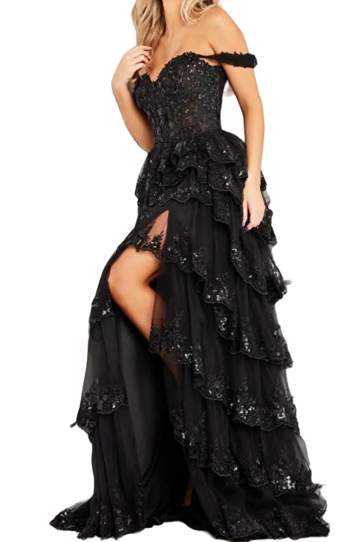 Jovani - Off the Shoulder Evening Gown