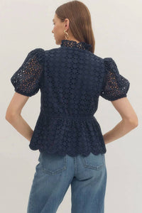 Entro - Sweet Squeeze Eyelet Blouse