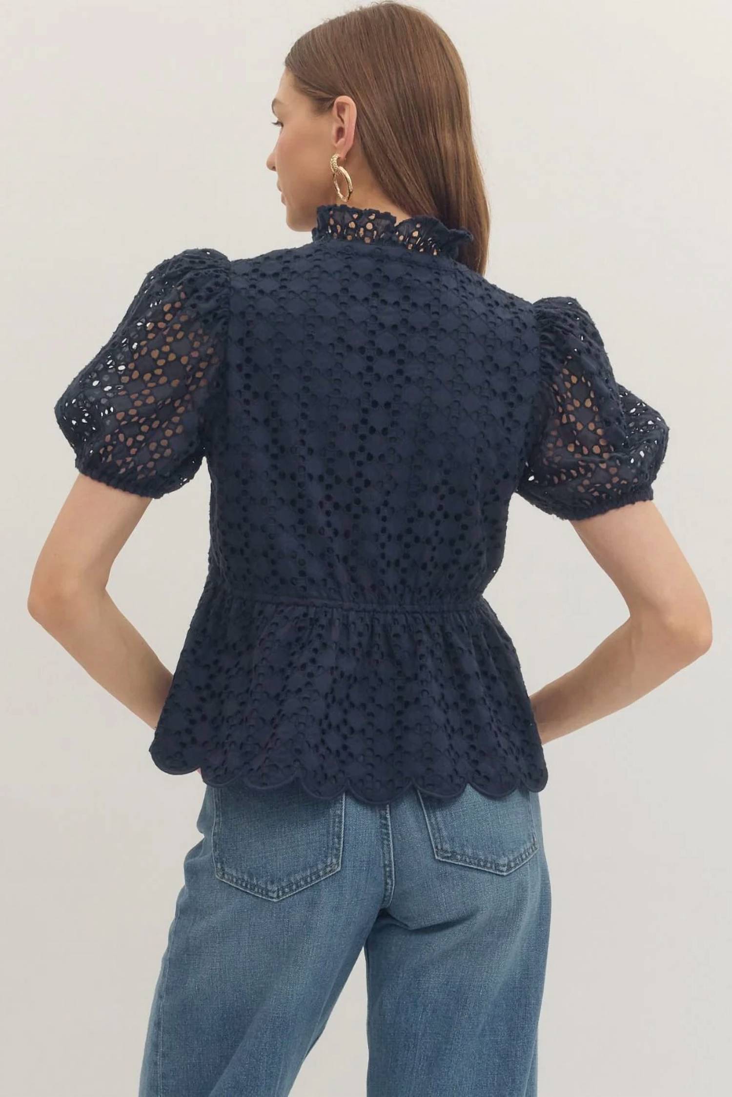 Entro - Sweet Squeeze Eyelet Blouse