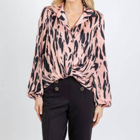 Joseph Ribkoff - Recycled Satin Animal Print Draped Top