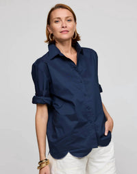 Hinson Wu Blaire Long Sleeve Shirt in navy - women's shirt - alternate view