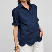 Hinson Wu Blaire Long Sleeve Shirt in navy - women's shirt - detail view