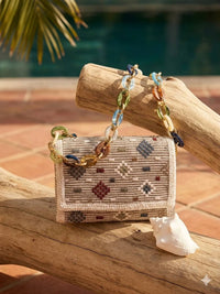 Elektra'S Workshop - Women's Top Flap Woven Resin Chain Bag
