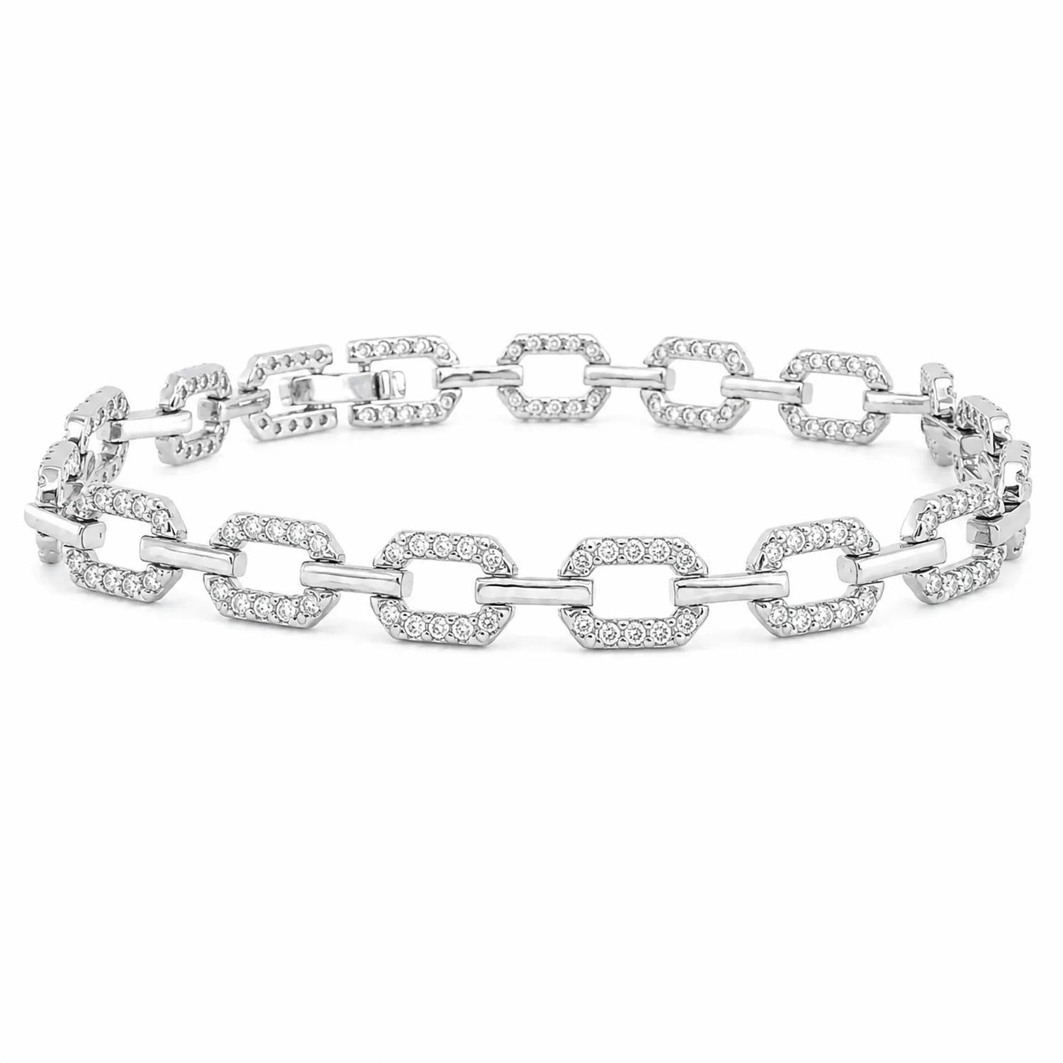 Allyanna Gifts - Women's Moissanite Pave Oval Link Bracelet