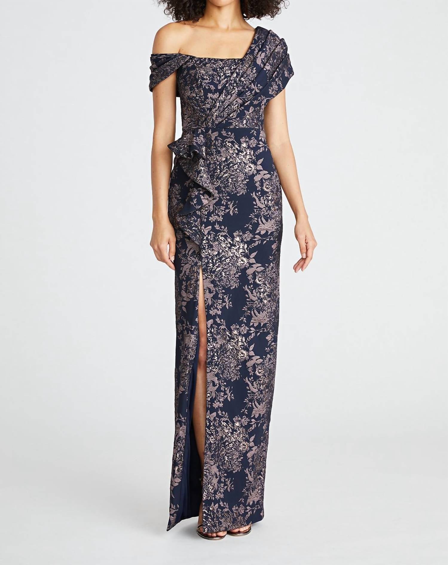 Theia - Amaris Jacquard Column Gown