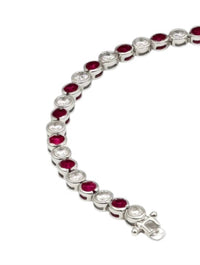 Allyanna Gifts Women's Sterling Silver Alternating Clear & Colored Cz Bezel Tennis Bracelet in pink - women's jewelry - detail view