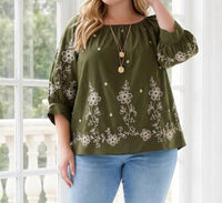 Karen Kane - Embroidered Blouson Sleeve Top