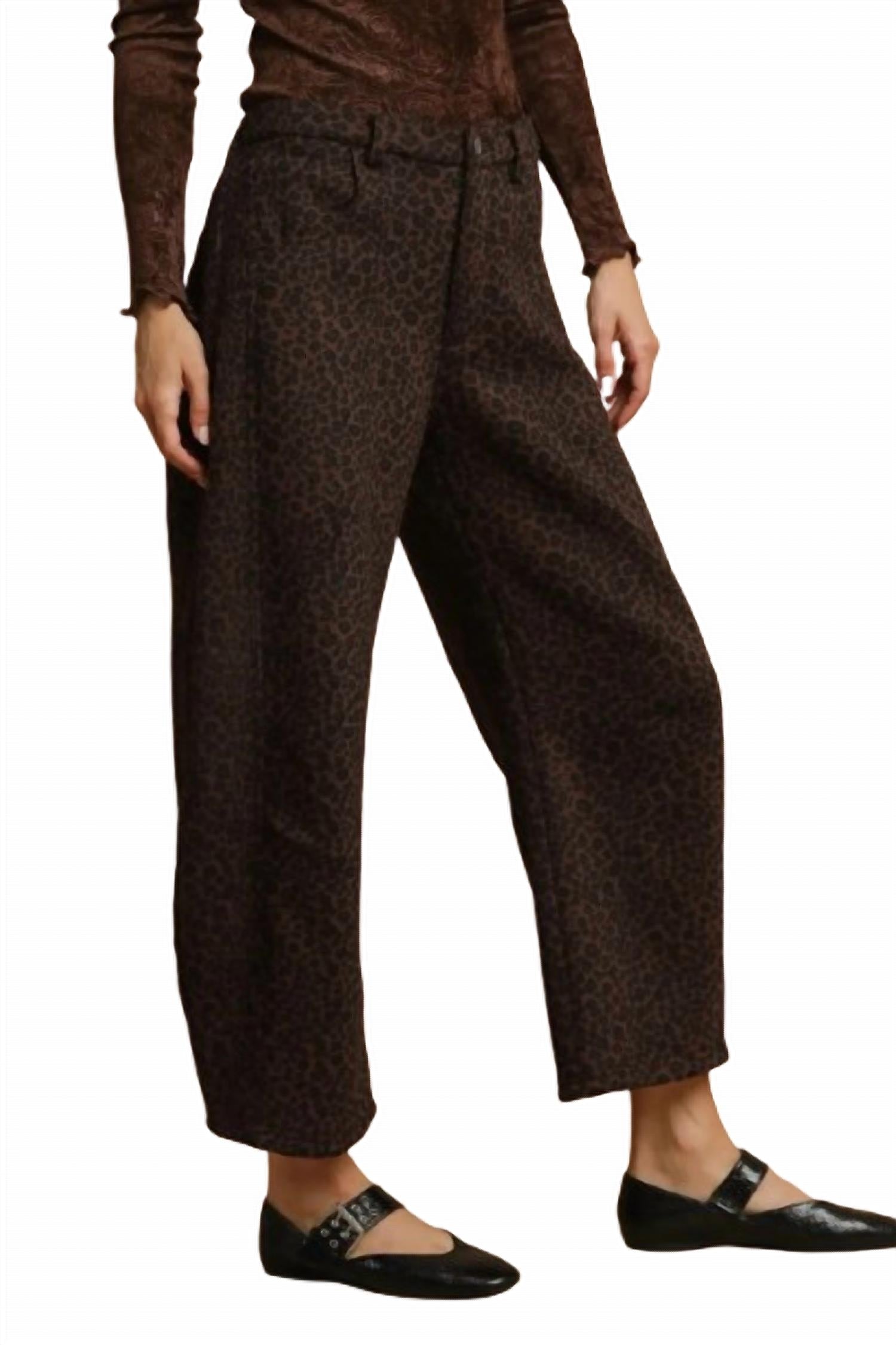 Umgee - Leopard Print Wide Leg Pants