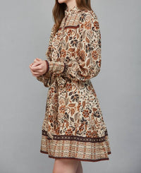Fate Boho Tiered Long Sleeve Mini Dress in cream - women's dress - view 4