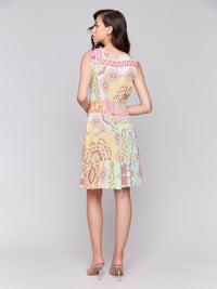 Charlie B - Printed Sleeveless V-neck Tiered Dress