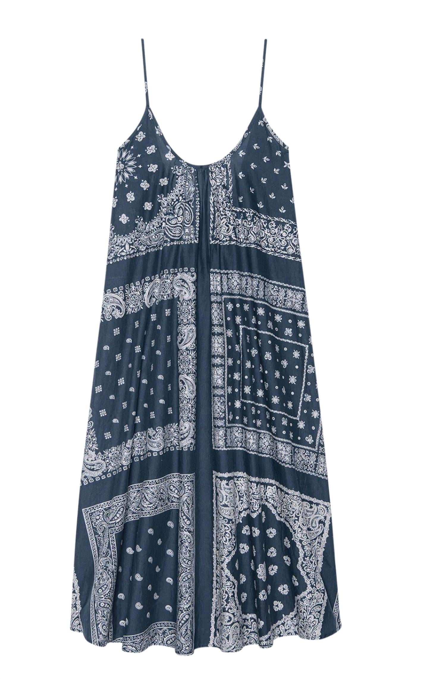 THE GREAT. Slip Sleep Midi Dress in bandana patchwork - women's dress - view 5