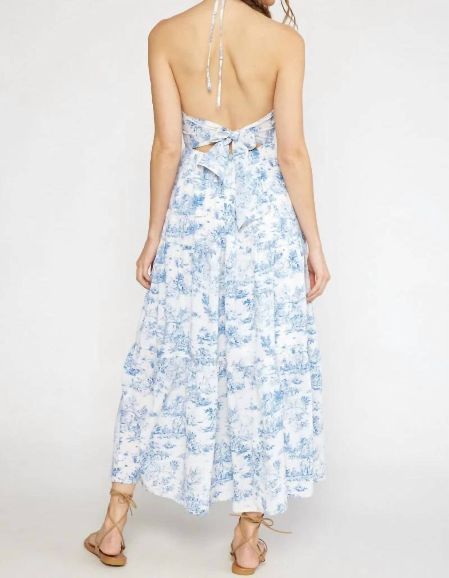 Entro - Toile Print Tie Back Midi Dress
