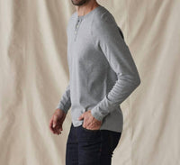 The Normal Brand Puremeso Everyday Henley Tee in athletic grey - men's long sleeve top - view 4