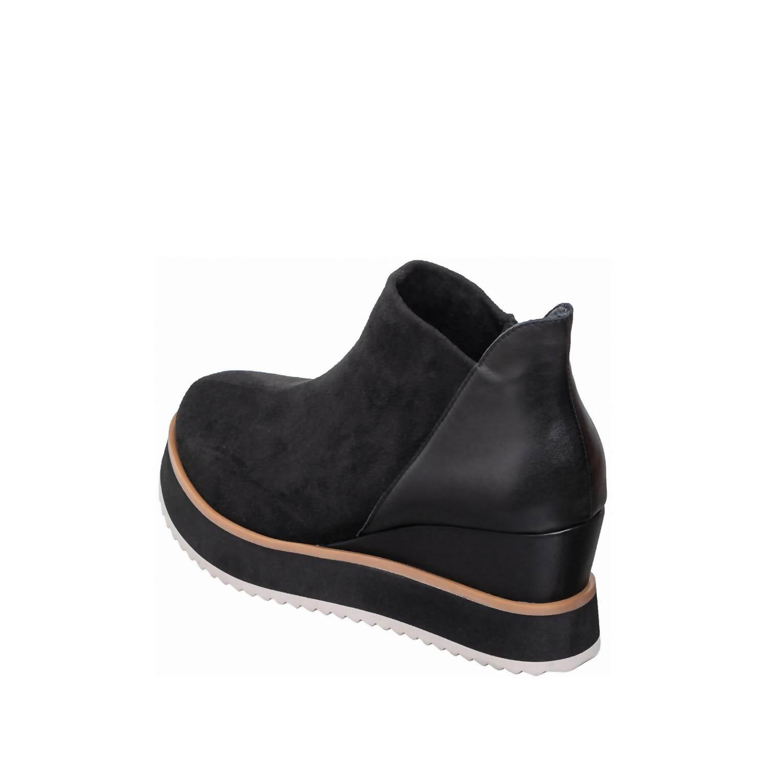 Antelope Women's Elastic Side Panel Suede Wedge Ankle Booties in black - women's shoe - alternate view