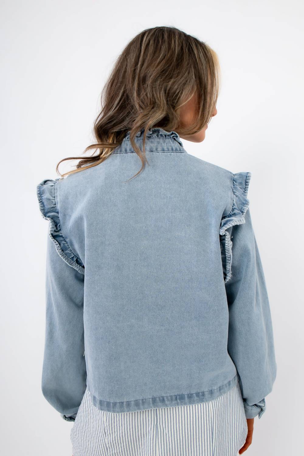 Fate - Ruffle-trim Denim Jacket