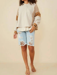 Hayden La - Stripe And Color Block Sleeve Detail Knit Top