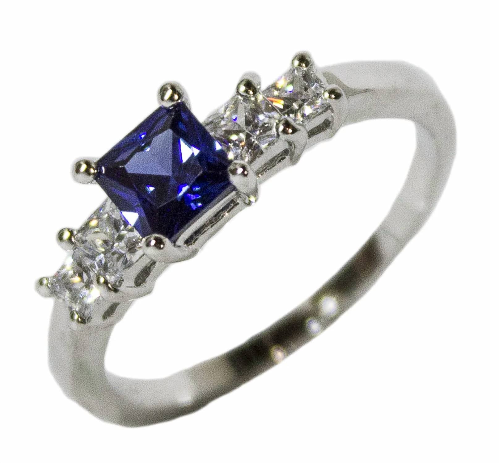 FAIRE SAPPHIRE CZ RHODIUM PLATED RING in blue - women's jewelry
