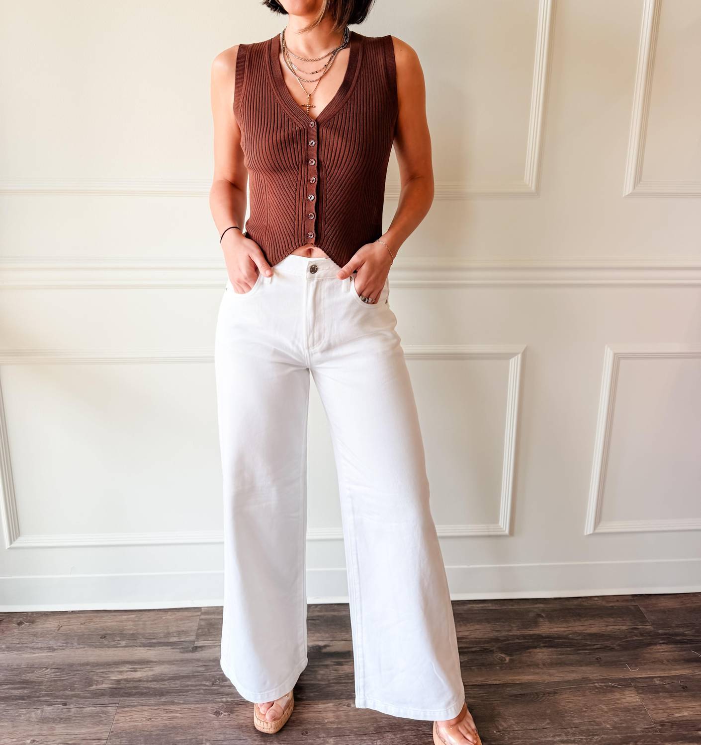 Current Air - Coffeehouse Ribbed Button Tank Top