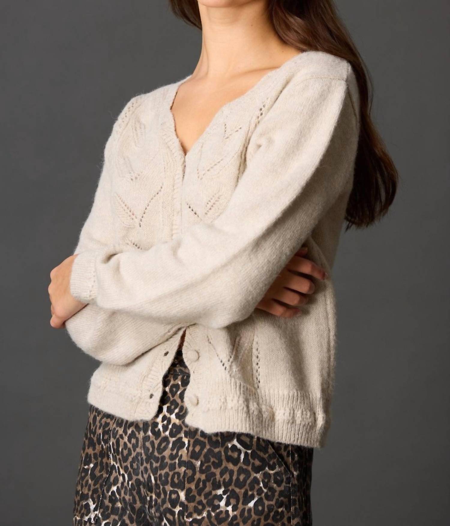 Before You - Long Sleeve Button Down Wave Edge Cardigan