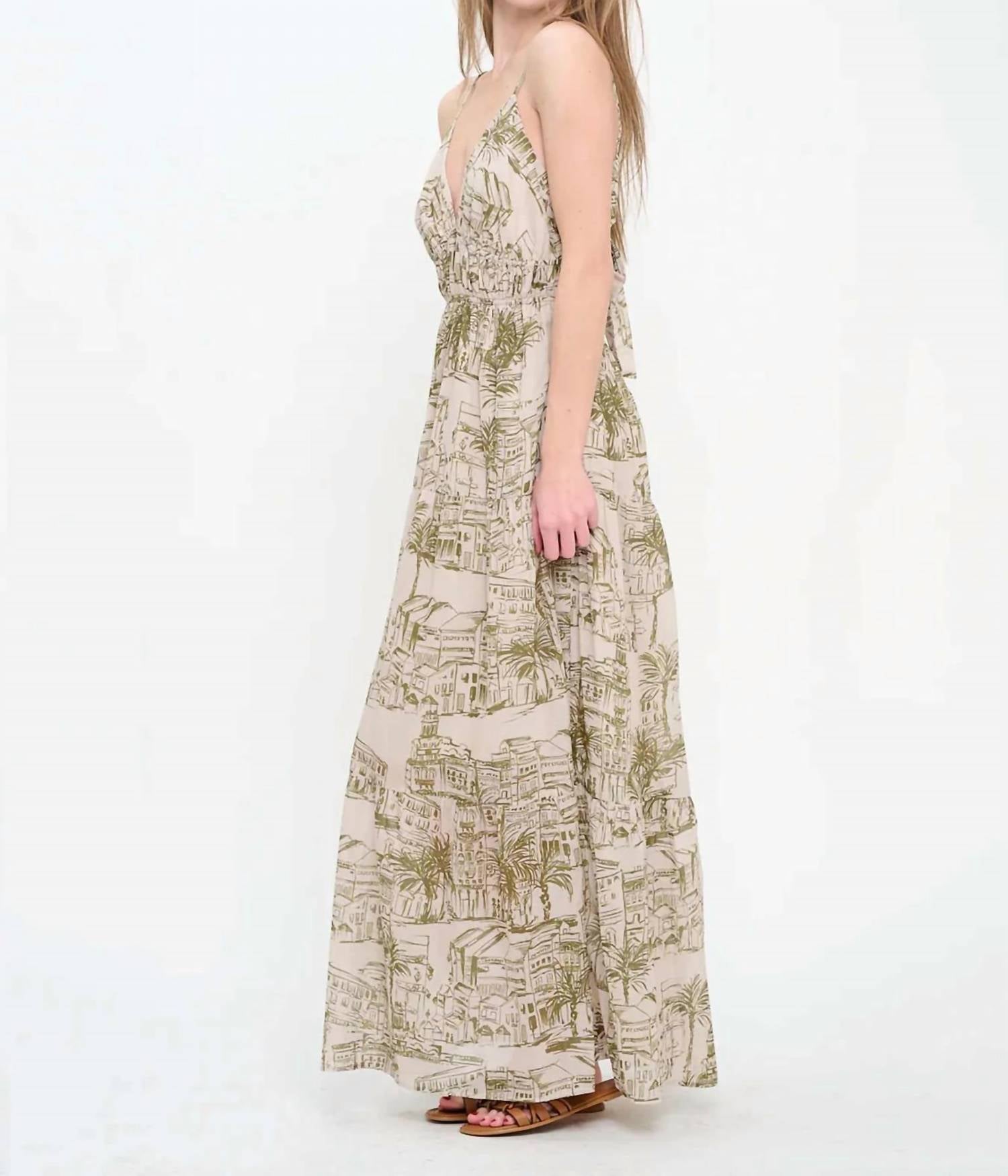 Meet Me In Santorini - Coastal Sketch Maxi Dress