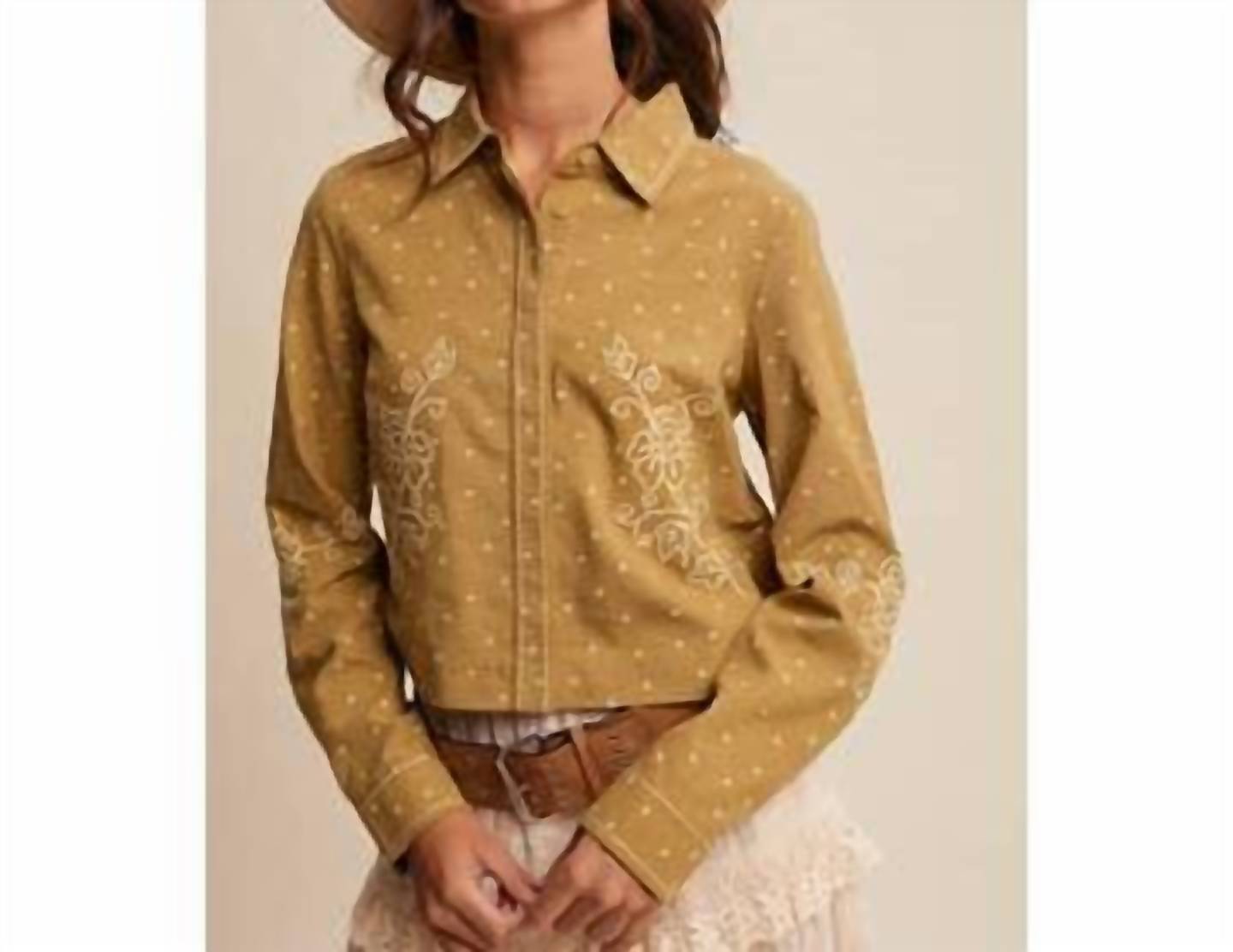 Listicle - Embroidered Cropped Blouse