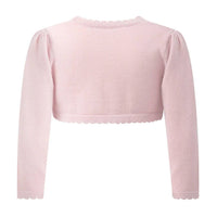 Rachel Riley Kid's Sparkle Scalloped Bolero in pink - kids' sweater - detail view