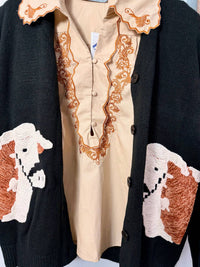 Blue B Women's Sarah Embroidered Top in taupe - women's blouse - alternate view