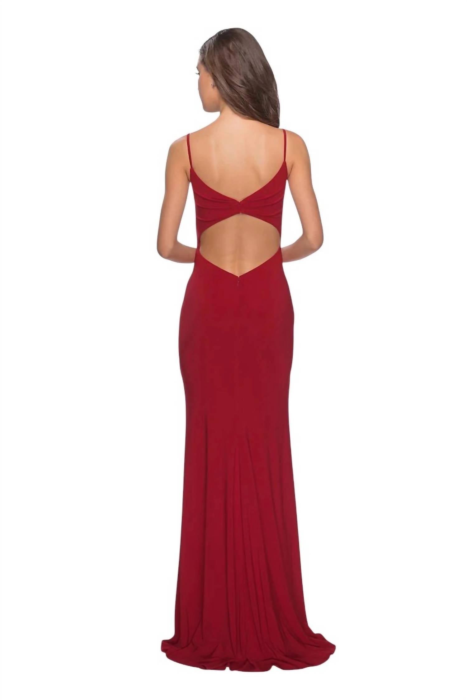 La Femme - Slinky Ruched Evening Gown Dress