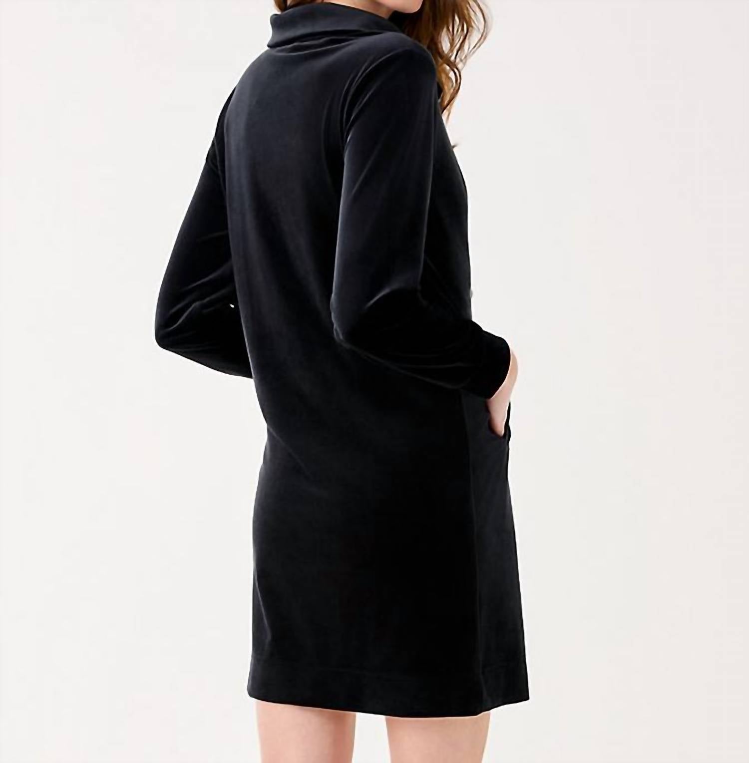 Lilly Pulitzer Eleni Velour Mini Dress in noir - women's dress - alternate view