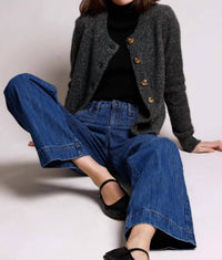 Minnie Rose - Women's Cashmere Silk Marled Relaxed Crew Cardigan