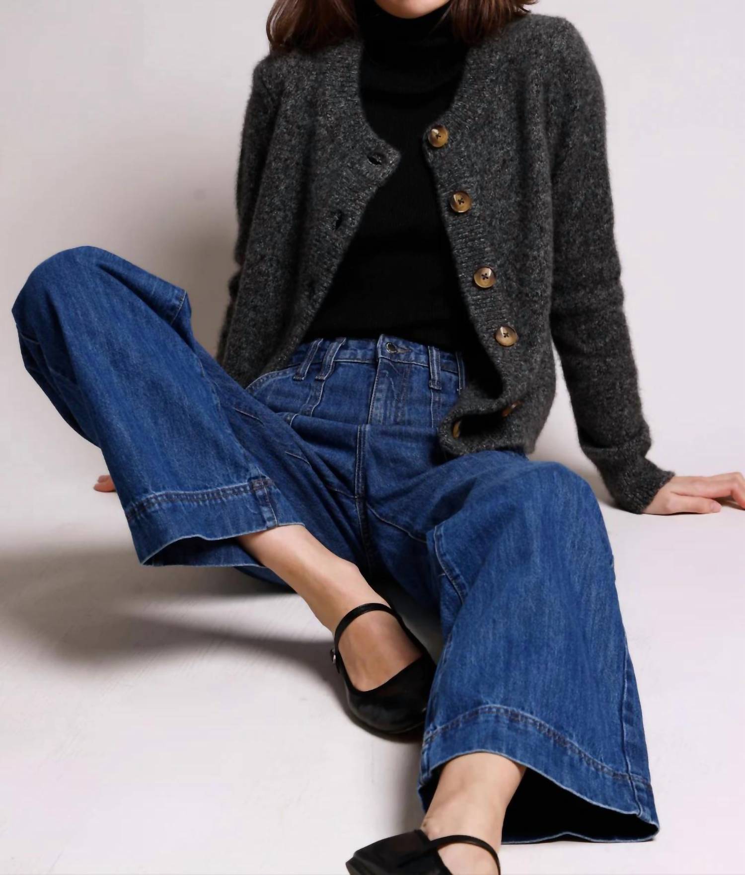 Minnie Rose - Women's Cashmere Silk Marled Relaxed Crew Cardigan