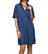 Hinson Wu Short Sleeve Aileen Dress in dark wash - women's dress