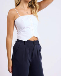 Sage The Label - Rowena Sleeveless Buttoned Fitted Crop Top