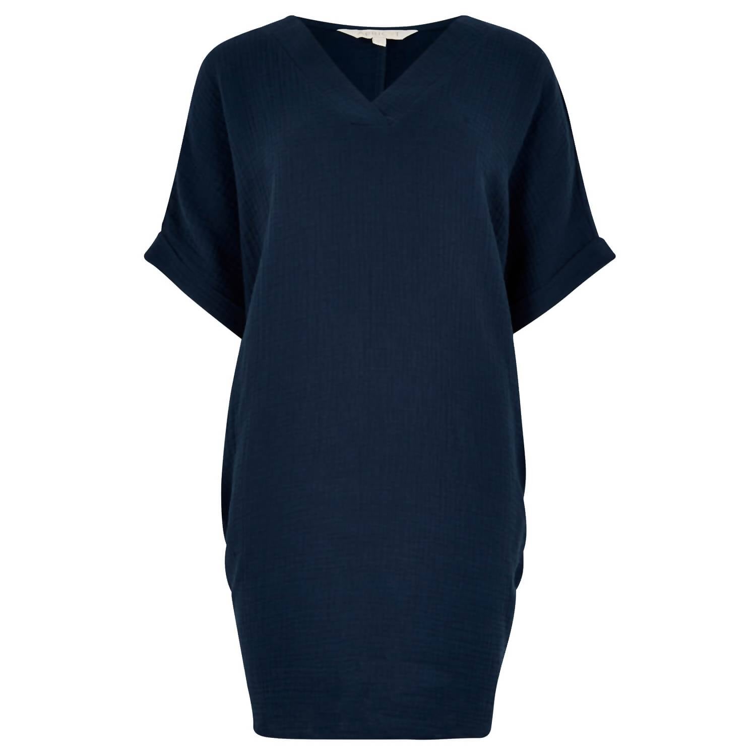 Apricot - Textured Cotton Oversized T-shirt Dress