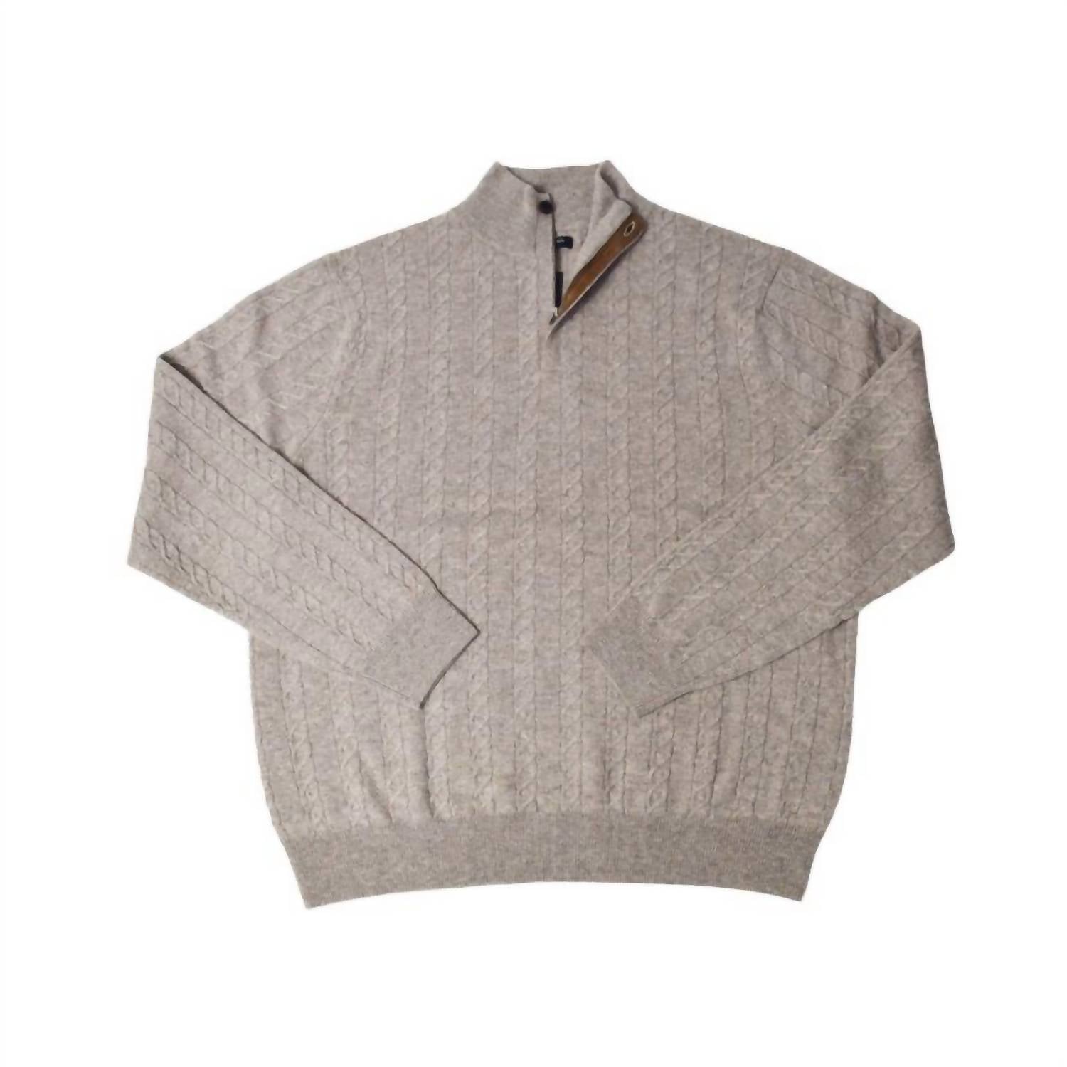 F/X Fusion Men's Jon Randall Cable Quarter Zip Sweater in tan - men's sweater