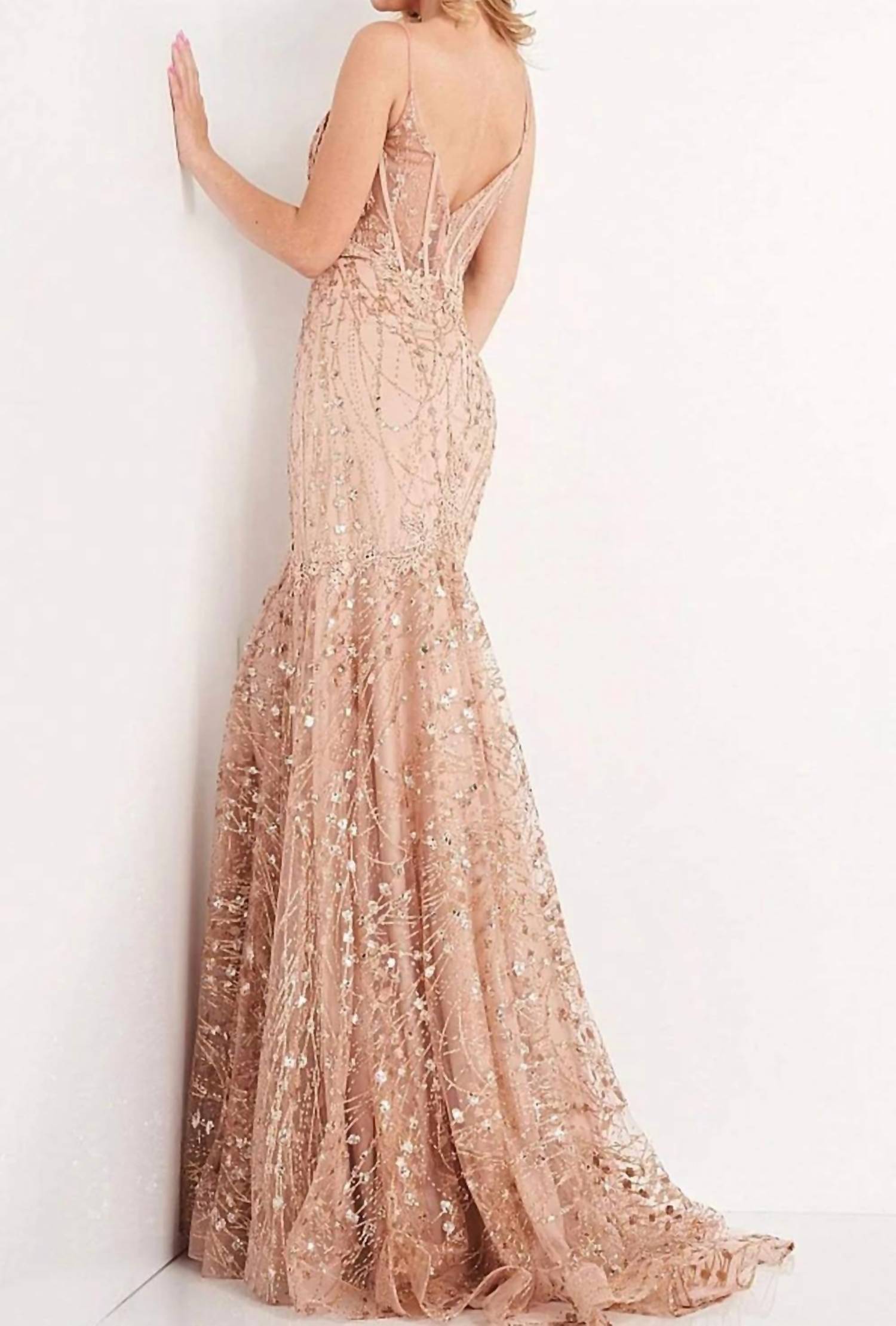 Jvn - Lace Embellished Prom Dress
