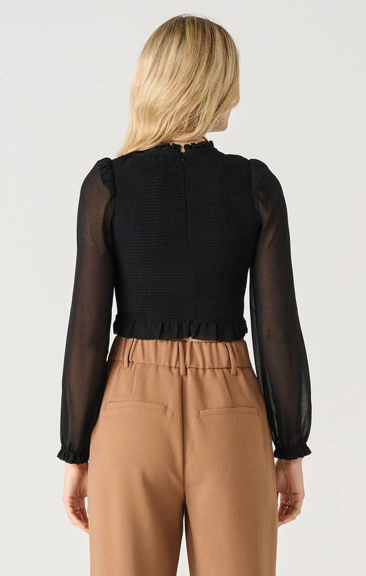 Dex - LONG SLEEVE SMOCKED WOVEN TOP