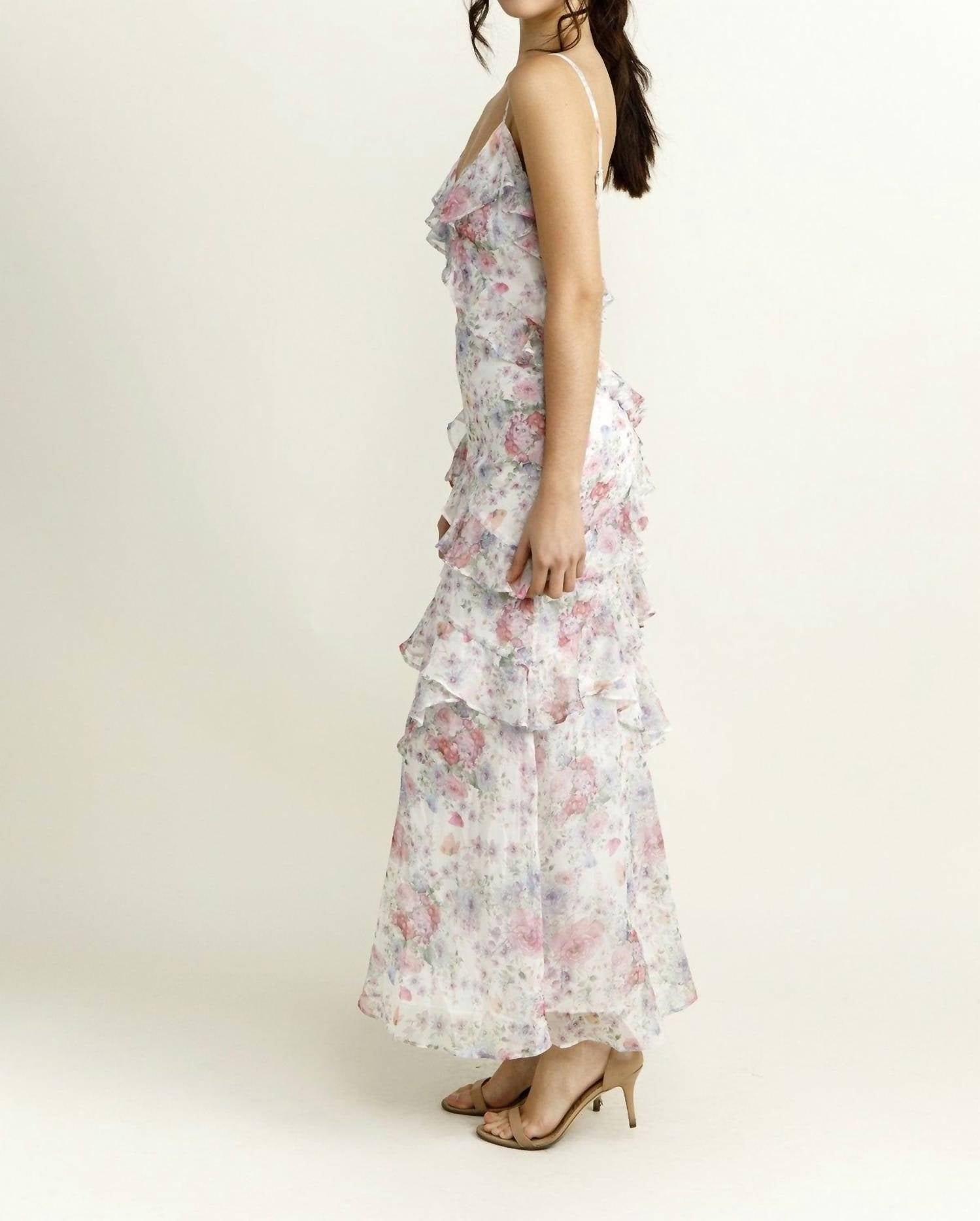 Storia - Leigh Floral Ruffle Chiffon Maxi Dress