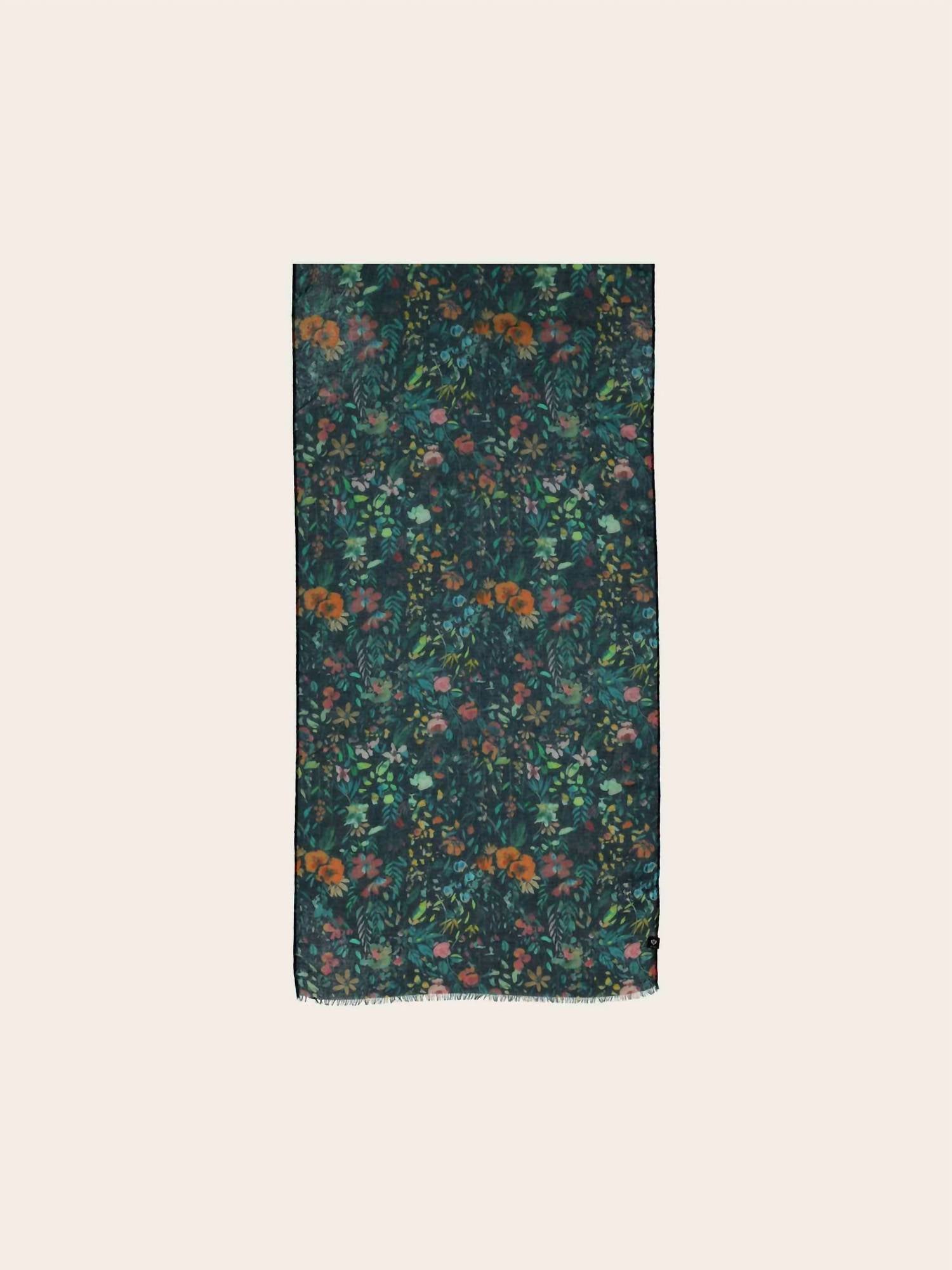 V. FRAAS Women's Mille Fleur Scarf in teal - women's scarf - alternate view